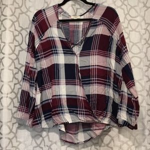 The Crossing Long Sleeve Plaid Top